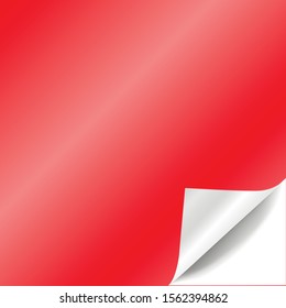 Red paper with curled corner mockup