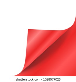 Red paper curled corner vector mockup