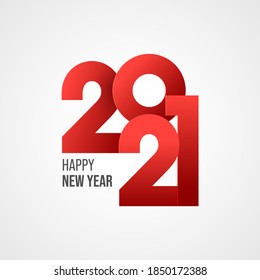 Red Paper Cut 2021 Number on White Background For Happy New Year Celebration.