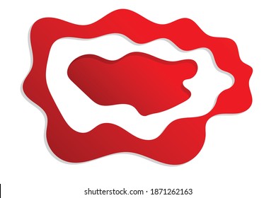 Red paper cut abstract frame on white background. Vector