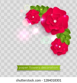 Red paper cut flowers