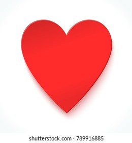 Red paper cut heart isolated on white. Template for greeting cards, invitations, banners and various design products. Vector illustration