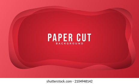 Red Paper cut minimal background with copy space  ,illustration Vector EPS 10
