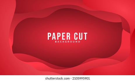 Red Paper cut minimal background with copy space  ,illustration Vector EPS 10