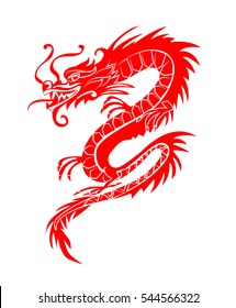 Red paper cut out of a Dragon china zodiac symbols