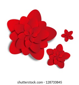 Red Paper Flowers On White