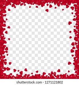 Red Paper Heart Frame Background. Heart Frame with space for Text. Valentine's Day romantic background. Vector illustration isolated on transparent background