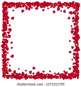 Red Paper Heart Frame Background. Valentine's Day romantic background. Heart Frame with space for Text. Vector illustration isolated on white background