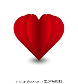 Red paper heart isolated on white background.Happy Valentines day greetings card. Love vector illustration.