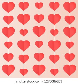 Red paper heart mobile vector  background