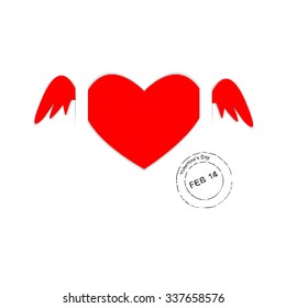 Red paper heart shape abstract background