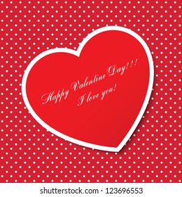 Red paper heart Valentines day card