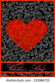 Red paper heart Valentines day card