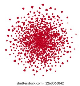 Red paper hearts confetti. Vector illustration isolated on white background