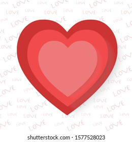 Red paper hearts isolated on white background, White paper cut love heart for Valentine's day or any other Love invitation cards, flyer, decoration, or for your idea.