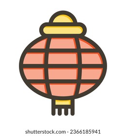 Red Paper Lantern Vector Thick Line Filled Colors Icon For Personal And Commercial Use.

