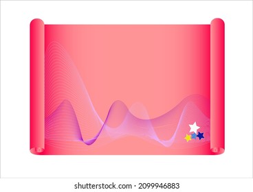 Red paper with line mesh and stars on white background