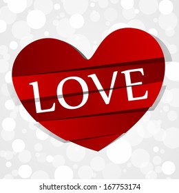 Red Paper Love Heart on Gradient Background vector illustration