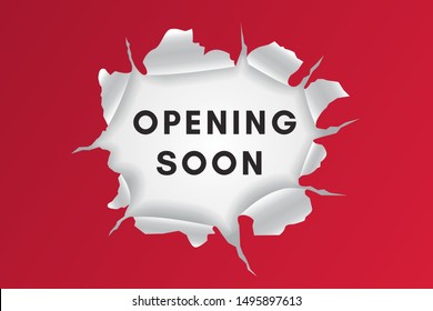 Red paper opening soon background realistic design