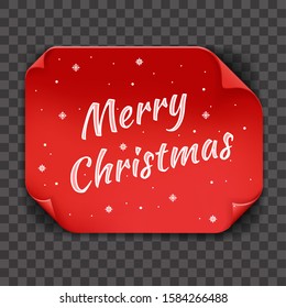 Red paper page curl template christmas transparent background mock up design vector illustration