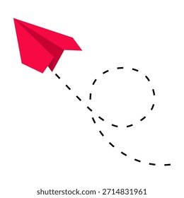 Red paper plane abstract vector background isolated background.