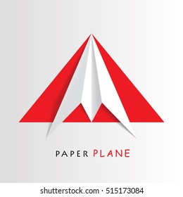 Red paper plane card cut out design style.