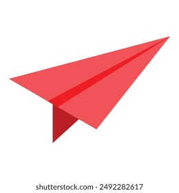 Red paper plane flying, evoking childhood memories, dreams and aspirations