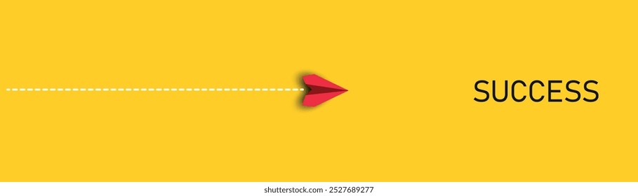 Red paper plane flying to success.Year plan idea concept. Business leader, personality development idea concept