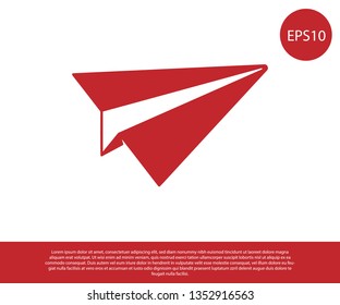 Red Paper plane icon isolated on white background. Paper airplane icon. Aircraft sign. Vector Illustration