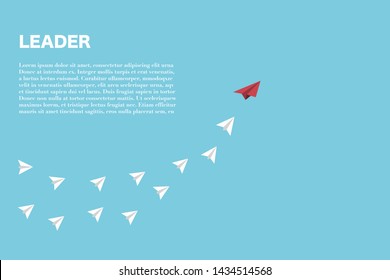 The red paper plane lead white paper planes, leader concept.