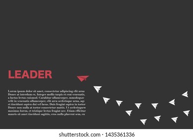 The red paper plane lead white paper planes, leader concept background.