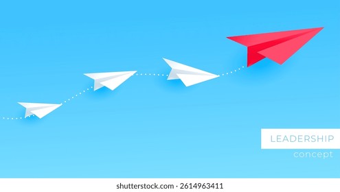 red paper plane leading with clear communication the key of sucess vector
