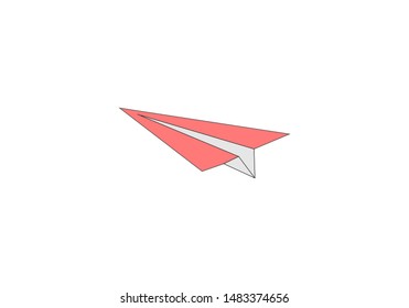 Red paper plane on white background. Business and education concept