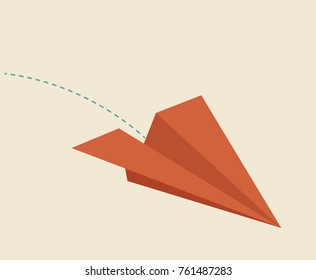 Red paper plane vector with retro tone, vector illustration.
