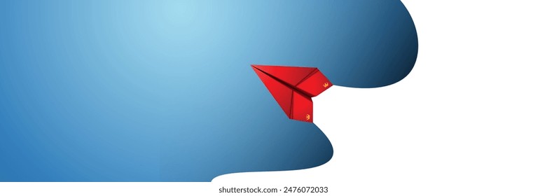 red paper rocket flying to sky while cleaning the past 