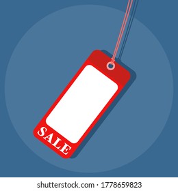 Red Paper Sale. discount red tag for sale promotion. label template. Vector Illustration