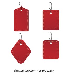 Red Paper Sale Tags. Set Of Vector Labels. Vector Elements.