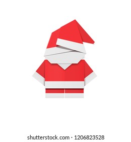 Red paper Santa Claus. Origami Father Christmas. New Year decoration carton toy.
