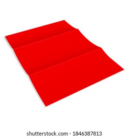 Red paper sheet with folds. Vector 3d illustration isolated on white background