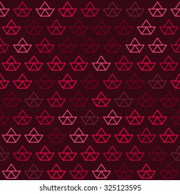 Red Paper Ship Pattern on Red Background - Marine Style Seamless Pattern Background - Vector Illustration