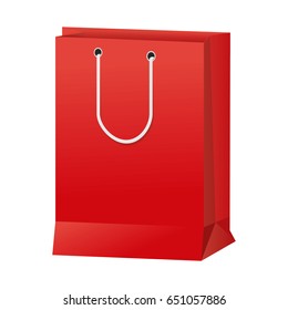 red paper shopping bag handle package icon