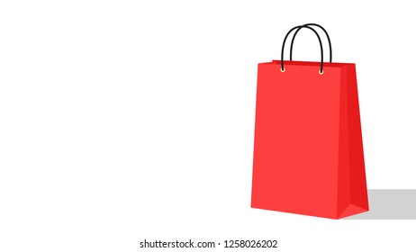 red paper shopping bag vector. free space for text. wallpaper.