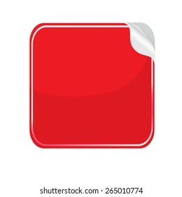 Red paper sticker on white background. Sticker square shape. Vector illustration