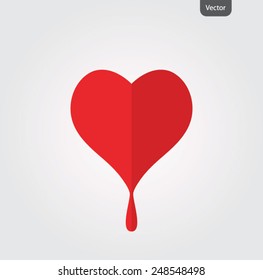 Red paper template heart Valentines day on white isolated background. Happy Valentine's Day. Vector illustration EPS 10