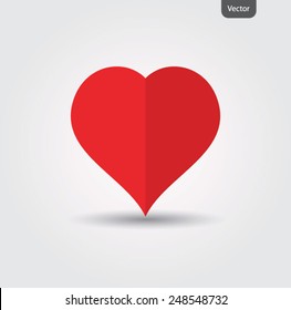 Red paper template heart Valentines day on white isolated background. Happy Valentine's Day. Vector illustration EPS 10