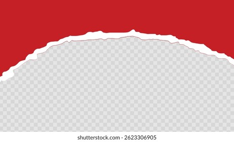 Red paper with torn edge and transparent background in the middle vector stock