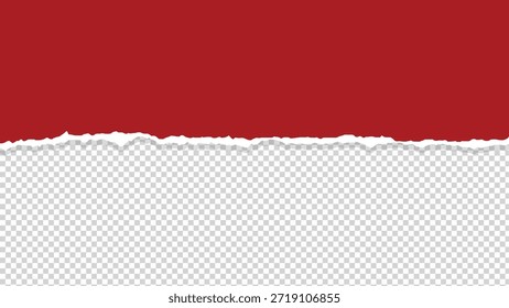 Red paper with torn edge and transparent background vector stock