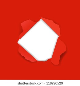 Red Paper Torn With Gradient Mesh, Vector Illustration
