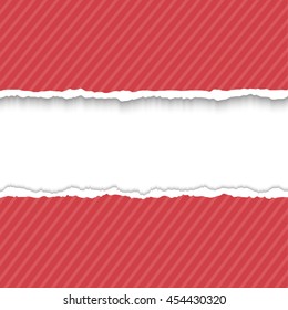 Red Paper vector frame, paper page pieces. Vector torn paper with white copyspace