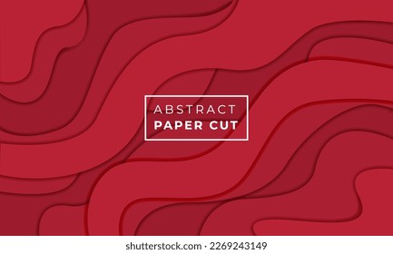 Red papercut design background with overlap layer, 3D papercut background Vector